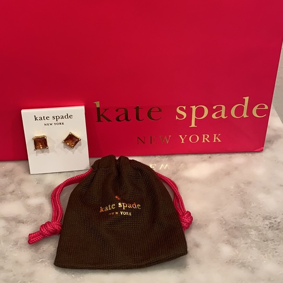 kate spade Jewelry - Kate Spade Pink Gem Square Stud Earrings w/ Dust-bag